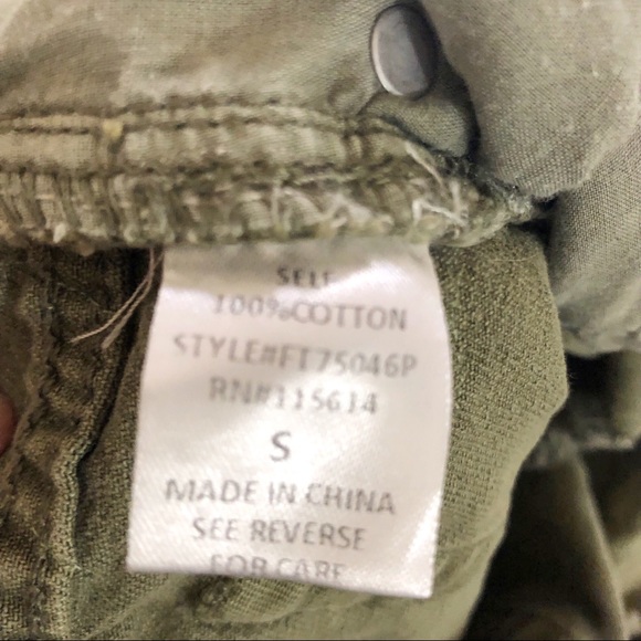 Jella C Floral Jean Shorts Olive Green - Picture 6 of 8